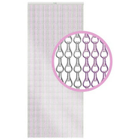 Xterminate Aluminium Fly Blind Door Screen Chain Curtain Silver And Pink with Spare Chains For Buisness and Home