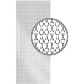 Xterminate Aluminium Fly Blind Door Screen Chain Curtain Silver with Spare Chains & Fixtures, For Buisness and Home
