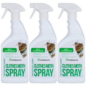 Xterminate Clothes Moth Killer Spray Treatment 3L Professional Strength Formula For Home Use