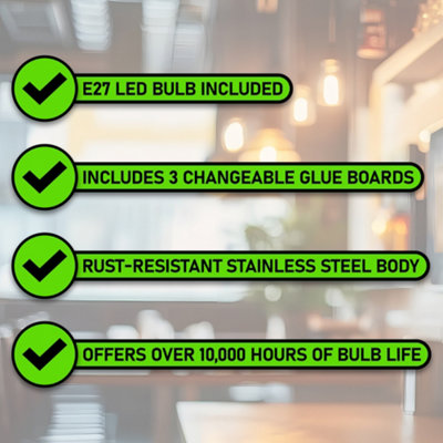 Xterminate LED Wall Mounted Sticky Fly Trap Killer Glue Board Unit ...