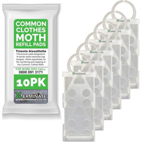 Xterminate Plastic Hanging Clothes Moth Trap Holders & 1 x Pheromone Refill Glue Pads Repellent for Wardrobes x6