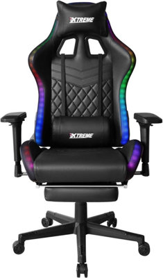 XTREME Engage Premium Gaming Chair with Bluetooth Speakers & RGB LED  Lights, Detachable Padded Headrest, Lumbar Support Cushion & Footrest, Black