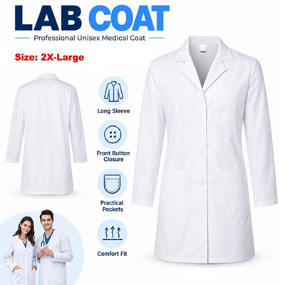 XX-Large Lab Coat Unisex Men Women Medical 2XL Labcoat Jacket Doctor ...