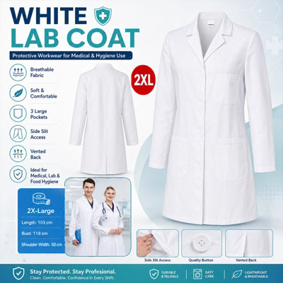 XX Large Lab Coat Unisex Men Women White Medical Coats Doctors Costume ...