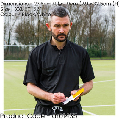 XXL 50-52 Inch Plain Black Referee Short Sleeve Shirt - Touch Fastener ...