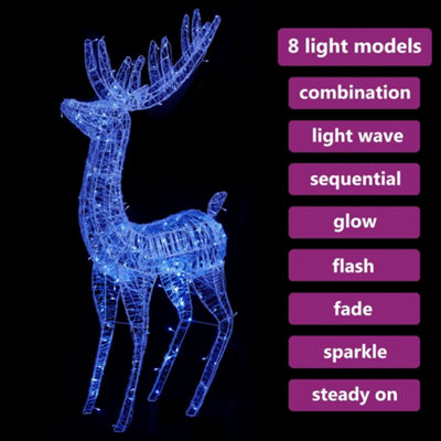 XXL Acrylic Christmas Reindeer 250 LED 180 cm Blue - 4