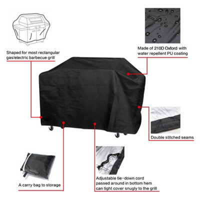 XXL Heavy Duty BBQ Grill Cover - Waterproof All-Weather Outdoor Barbecue Protector 190x71x117cm