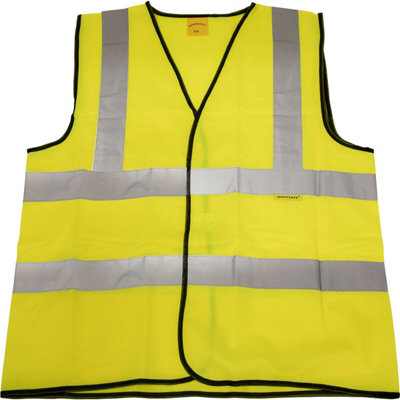 XXL Large Yellow Hi Vis Safety Waistcoat for Road Builders and Contractors
