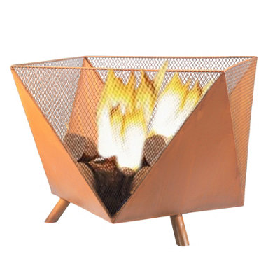 XXL Metal Fire Pit Bowl With Poker - Bronze