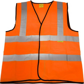 XXL Orange Yellow Hi Vis Waistcoat - Site Road Builder Contractor - Safety Wear