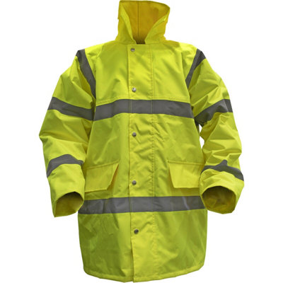 XXL Yellow Hi-Vis Motorway Jacket with Quilted Lining - Retractable ...