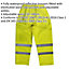XXL Yellow Hi-Vis Waterproof Trousers - Elasticated Waist Adjustable Ankles
