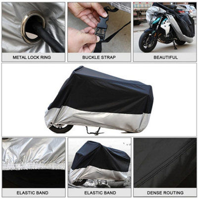 ZILNOX 300D Heavy Duty Motorcycle Cover With 1 Pair Of Cycling Gloves, Outdoor Protection Scooter Cover With 7 Reflective Strips Zlno2238