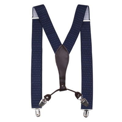 Timiot Men's Wide Leather Suspenders - 6 Metal Clip Adjustable Y-Back Straps