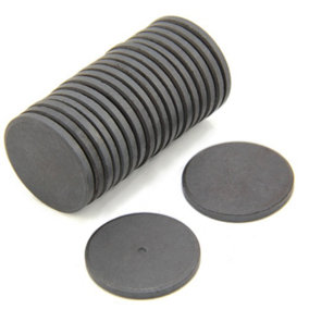 Y10 Ferrite Magnet for Arts, Craft, Science and DIY - 30mm dia x 3mm thick - 0.9kg Pull - Pack of 20