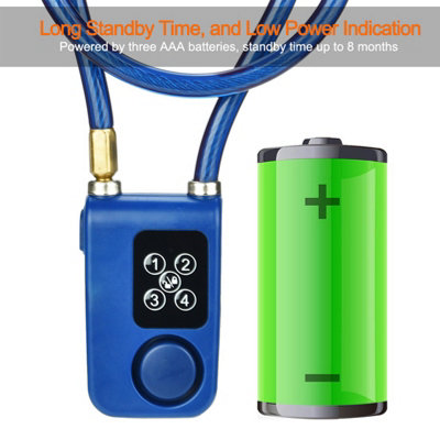Y787 Smart Alarm Lock AntiTheft Chain Lock for Bike Gate Blue