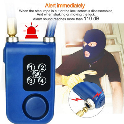 Y787 Smart Alarm Lock AntiTheft Chain Lock for Bike Gate Blue