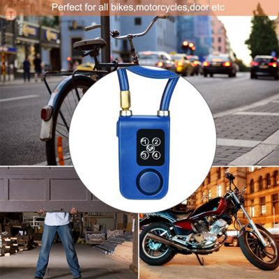 Y787 Smart Alarm Lock AntiTheft Chain Lock for Bike Gate Blue