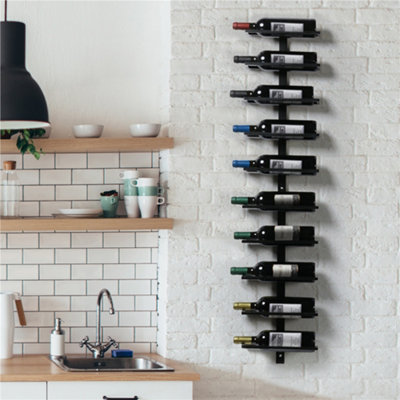Yaheetech 10 Bottle Wall Mounted Wine Rack Black