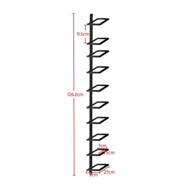Yaheetech 10 Bottle Wall Mounted Wine Rack Black