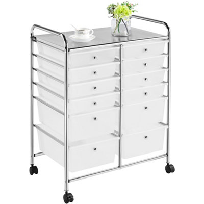 Yaheetech 12 Drawer Rolling Storage Cart Bin for Office Home White