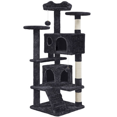 Yaheetech 137cm Cat Tree Tower with Scratching Posts - Black