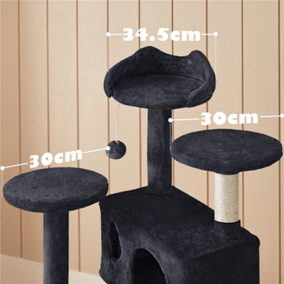 Yaheetech 137cm Cat Tree Tower with Scratching Posts - Black