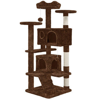Yaheetech 137cm Cat Tree Tower with Scratching Posts - Brown