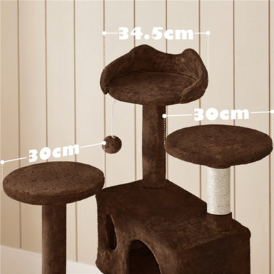 Yaheetech 137cm Cat Tree Tower with Scratching Posts - Brown