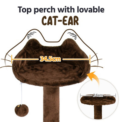 Yaheetech 137cm Cat Tree Tower with Scratching Posts - Brown