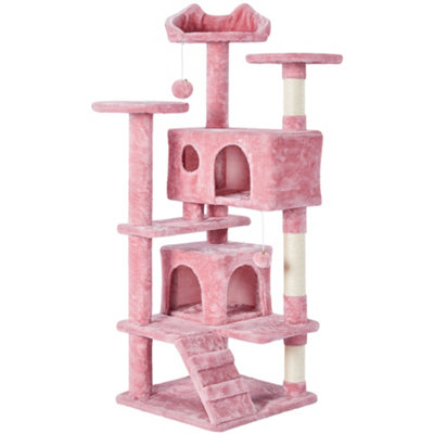 Yaheetech 137cm Cat Tree Tower with Scratching Posts - Pink