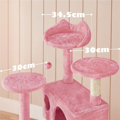 Yaheetech 137cm Cat Tree Tower with Scratching Posts - Pink