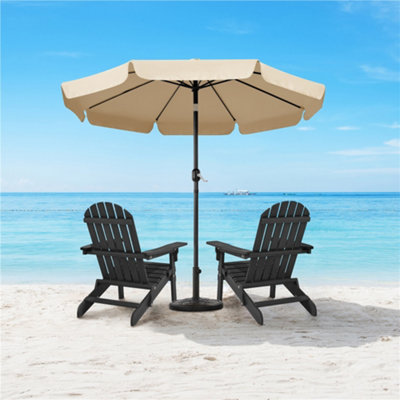 Yaheetech 2.675m Tan Patio Parasol Umbrella w/ Push Button Tilt and Crank