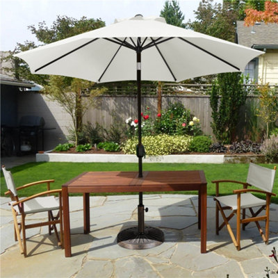 Yaheetech 2.7m Cream Patio Parasol Umbrella w/ Push Button Tilt and Crank