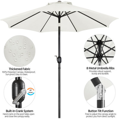 Yaheetech 2.7m Cream Patio Parasol Umbrella w/ Push Button Tilt and Crank