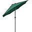 Yaheetech 2.7m Dark Green Patio Parasol Umbrella w/ Push Button Tilt and Crank