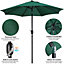 Yaheetech 2.7m Dark Green Patio Parasol Umbrella w/ Push Button Tilt and Crank