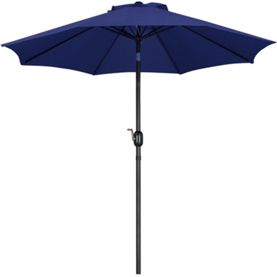 Yaheetech 2.7m Navy Blue Patio Parasol Umbrella w/ Push Button Tilt and Crank