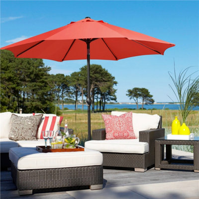 Yaheetech 2.7m Orange Patio Parasol Umbrella w/ Push Button Tilt and ...