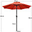Yaheetech 2.7m Orange Patio Parasol Umbrella w/ Push Button Tilt and Crank