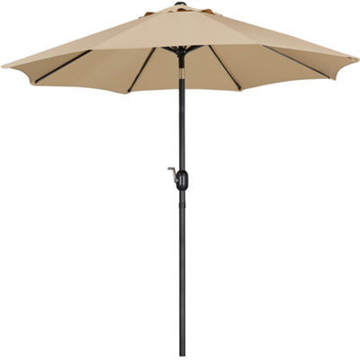 Yaheetech 2.7m Tan Patio Parasol Umbrella w/ Push Button Tilt and Crank