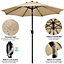 Yaheetech 2.7m Tan Patio Parasol Umbrella w/ Push Button Tilt and Crank
