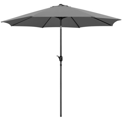 Yaheetech 2.94m Grey Patio Parasol Umbrella w/ Push Button Tilt and Crank