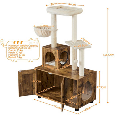 Yaheetech 2-in-1 large Cat Tree Furniture with table Rustic Brown