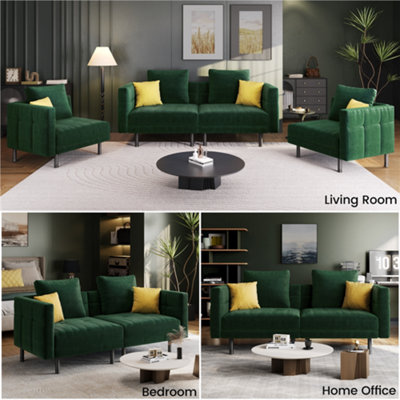Yaheetech 2 Seater Corduroy Upholstered Sofa Double Sofa No Armrests Fabric Sofa Lounge Sofa for Living Room/Entrance/Office Pink