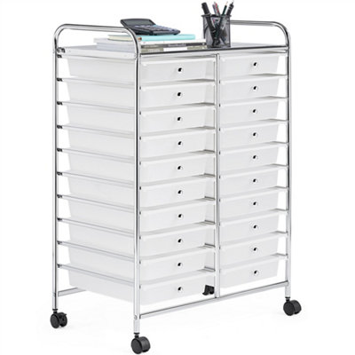 Yaheetech 20 Drawer Rolling Storage Cart Bin for Office Home White