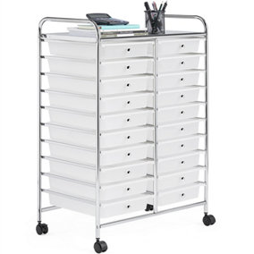 Yaheetech 20 Drawer Rolling Storage Cart Bin for Office Home White
