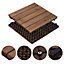 Yaheetech 27 pcs Fir Wood Flooring Tiles 30cm x 30cm Deck Tiles Brown