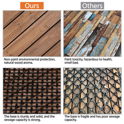 Yaheetech 27 pcs Fir Wood Flooring Tiles 30cm x 30cm Deck Tiles Brown - 7