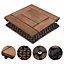 Yaheetech 27pcs Brown Composite Decking Tiles Fir Wooden Floor Tiles 30cm x 30cm